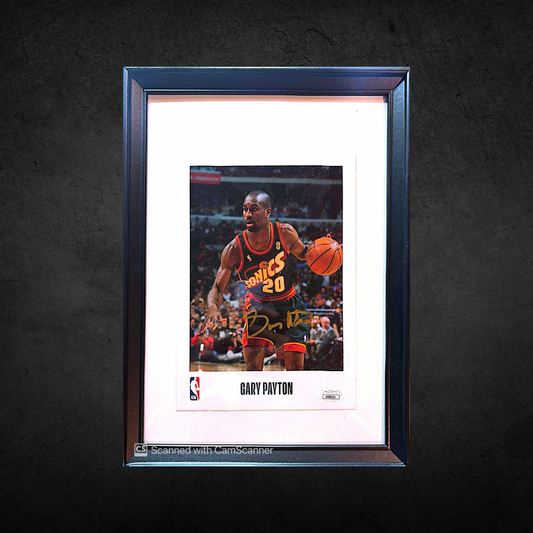 Gary Payton - Signed Framed Photograph - COA (JSA)